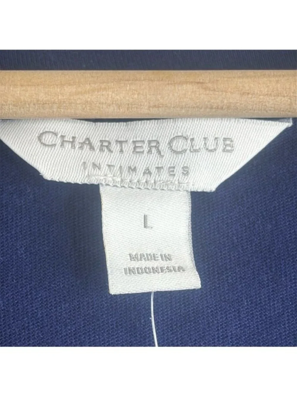 NWT Charter Club Womens Navy Cotton V-Neck Long Sleeve Pajama Top L LARGE